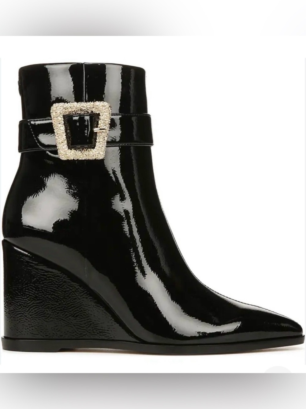 Sam Edelman NWT Weslie Buckle Wedge Pointed Toe Bootie Black US 7.5M